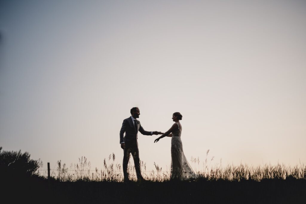 Bride and Groom at Sunset Wedgewood Wedding Event Center